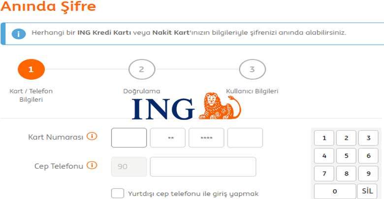 ING Bank İnternet Bankacılığı Şifre Alma