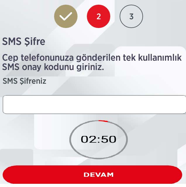 SMS Onay Aşaması