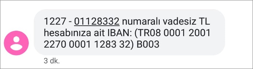 Halkbank IBAN Öğrenme SMS